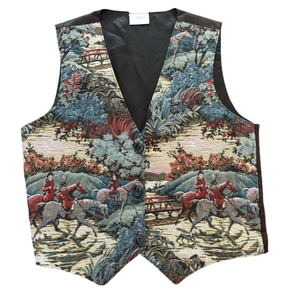 Vintage Clairbots Western Equestrian Tapestry Vest Size Men's Small UNISEX - Picture 2 of 13
